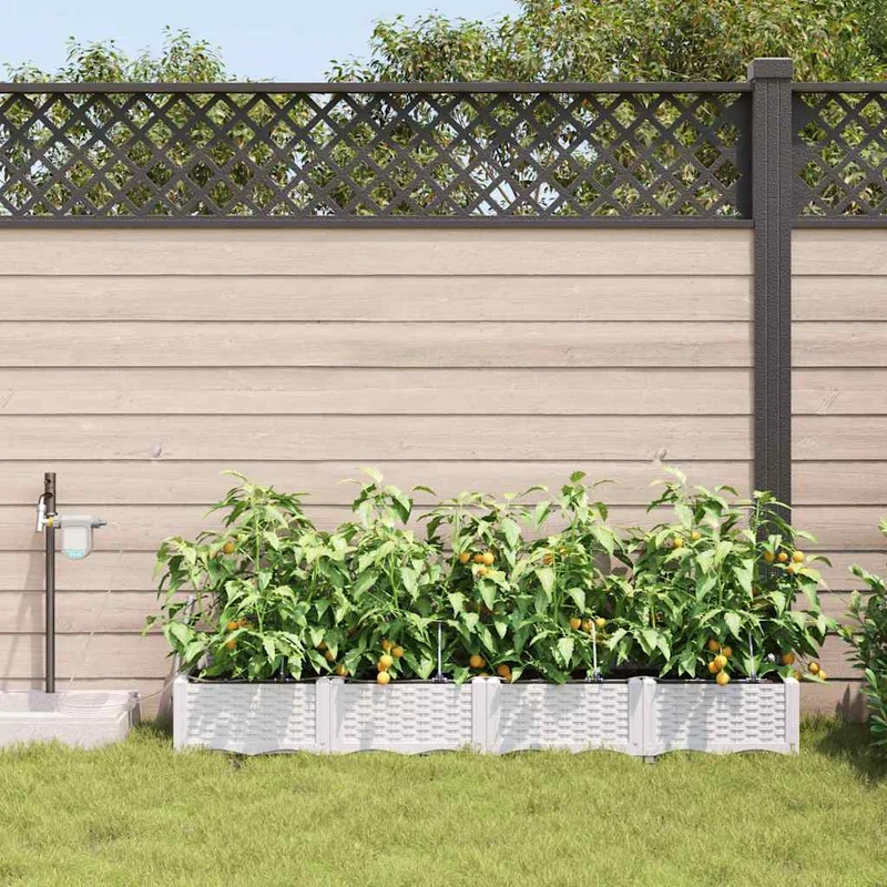 Macetero De Jardín 4 Uds. Blanco 160 X 40 X 22 Cm Pp