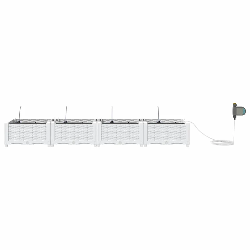 Macetero De Jardín 4 Uds. Blanco 160 X 40 X 22 Cm Pp