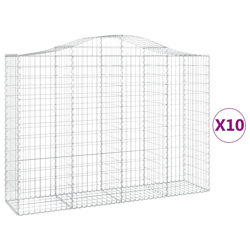 Cestas Gaviones 10 Uds Forma De Arco Hierro 200x50x140/160 Cm