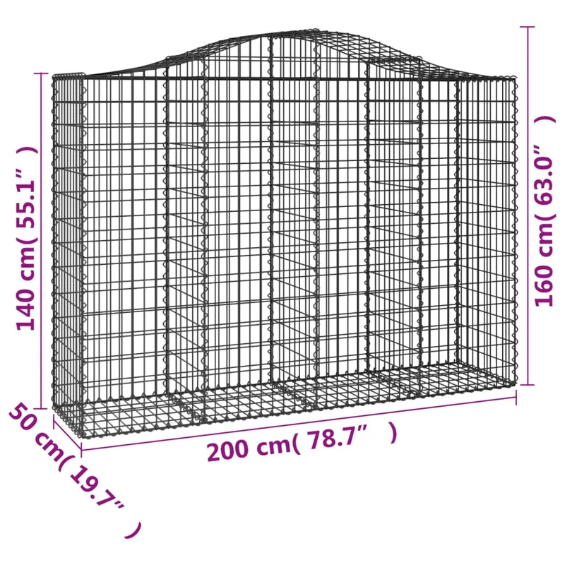 Cestas Gaviones 10 Uds Forma De Arco Hierro 200x50x140/160 Cm