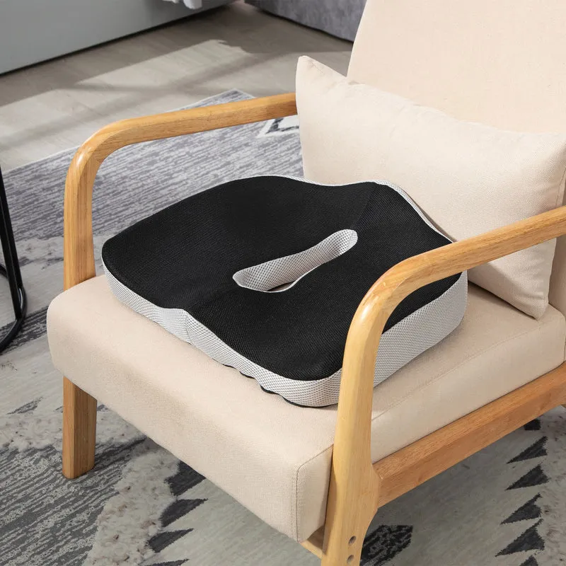 Homcom Cojín De Asiento De Espuma Viscoelástica Con Base Antideslizante Negro