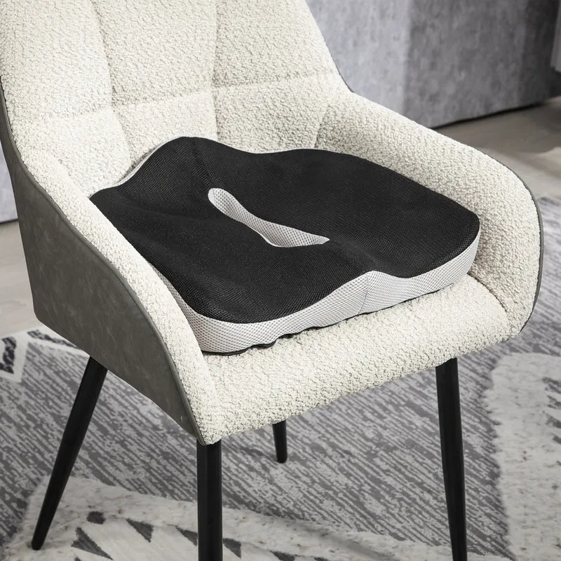 Homcom Cojín De Asiento De Espuma Viscoelástica Con Base Antideslizante Negro