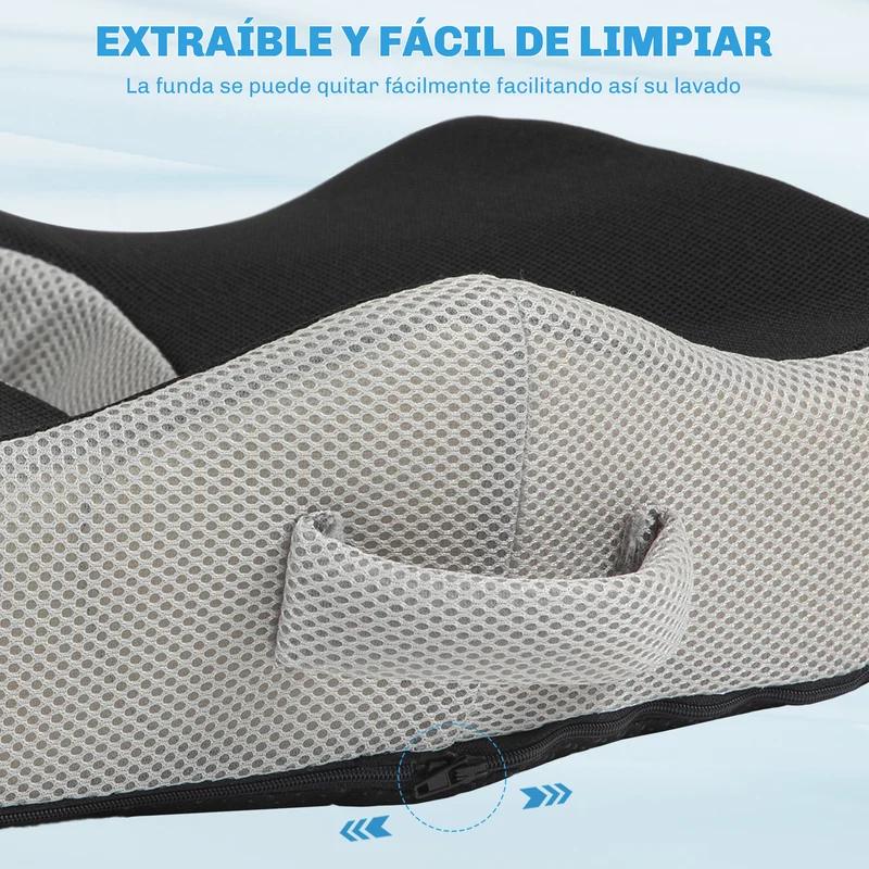 Homcom Cojín De Asiento De Espuma Viscoelástica Con Base Antideslizante Negro