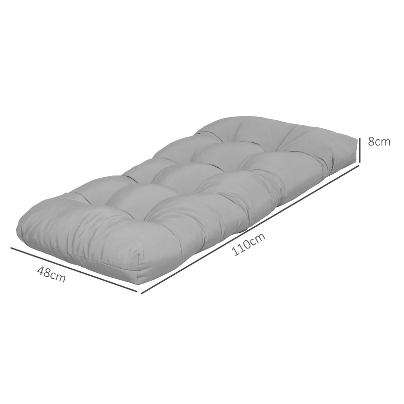 Outsunny Cojín Para Banco De 2 Plazas 110x48x8cm Para Interiores Exteriores Gris