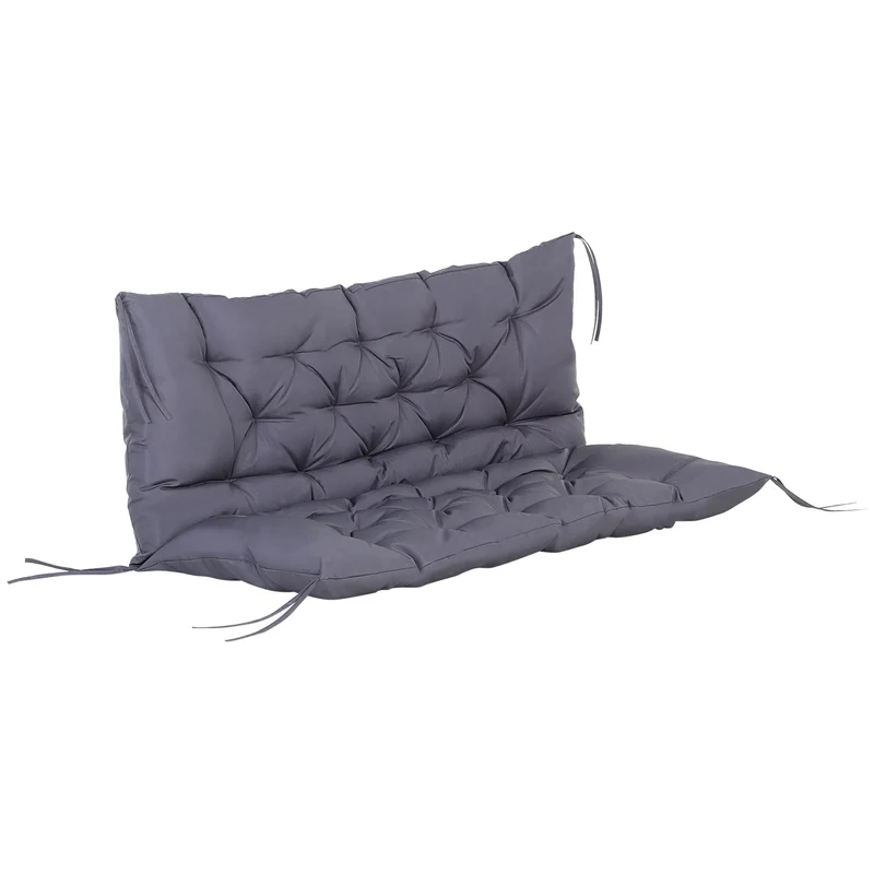 Outsunny Cojín Para Banco Con Respaldo 132x110x10 Cm Gris Oscuro