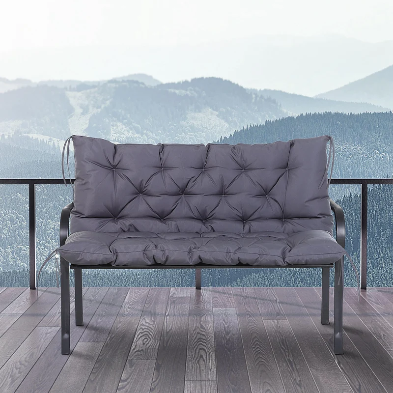 Outsunny Cojín Para Banco Con Respaldo 132x110x10 Cm Gris Oscuro