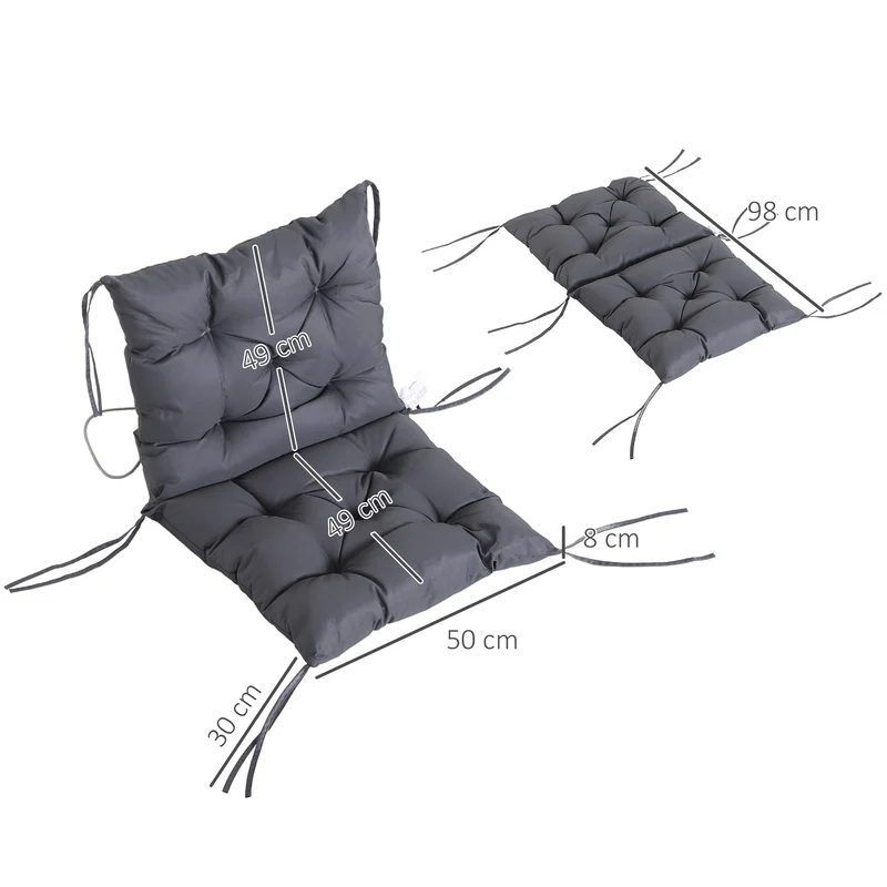 Outsunny Conjunto De 2 Cojines Para Silla Con Respaldo 50x98x8 Cm Gris Oscuro