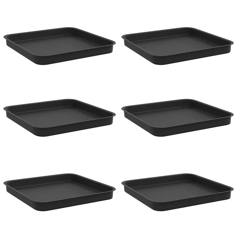 Bandeja Cuadrada Para Flores 6 Uds. Negro 25,5 X 25,5 X 2,5 Cm