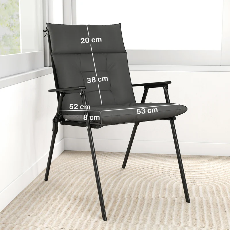 Outsunny Set De 4 Cojines Para Sillas De Jardín Con Respaldo Correas Gris