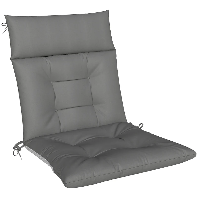 Outsunny Set De 4 Cojines Para Sillas De Jardín Con Respaldo Correas Gris