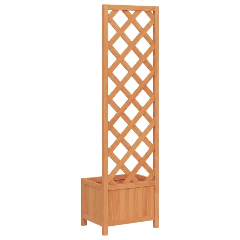 Jardinera Con Enrejado 40x30x135 Cm Madera Maciza De Abeto