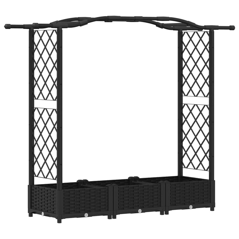 Cama Elevada Con Trellis Y Techo Negro 169 X 40 X 123 Cm Pp
