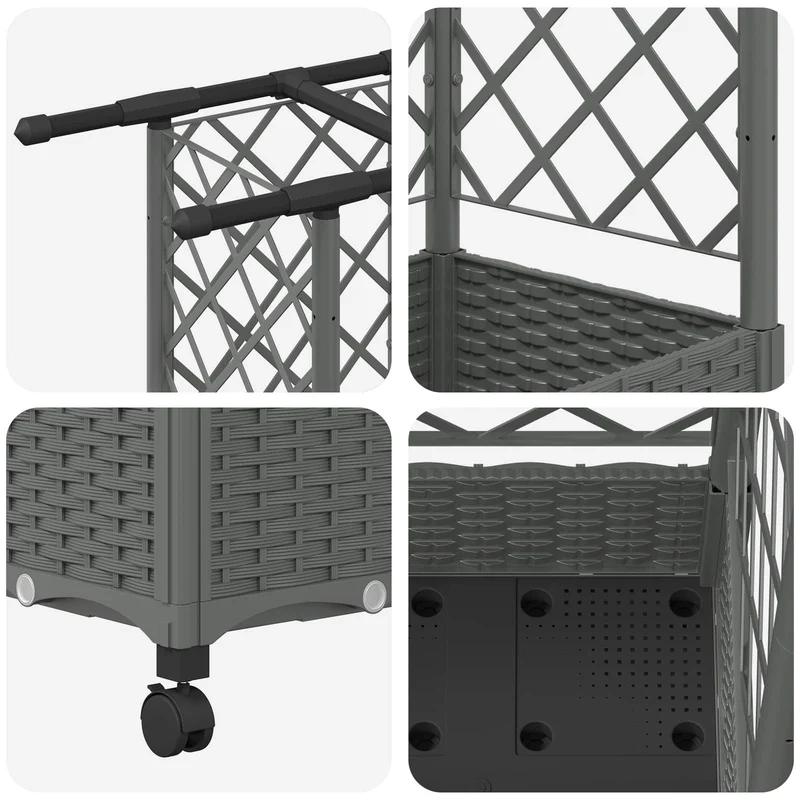 Cama Elevada Con Trellis Y Techo Gris Claro 124 X 40 X 127 Cm