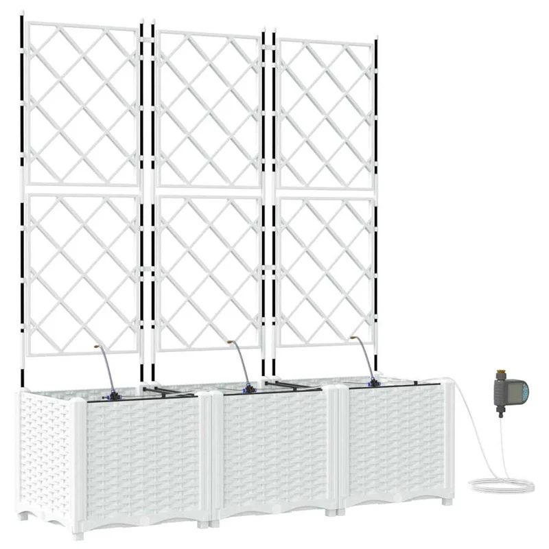 Macetero De Jardín 3 Uds. Blanco 120 X 40 X 142 Cm Pp