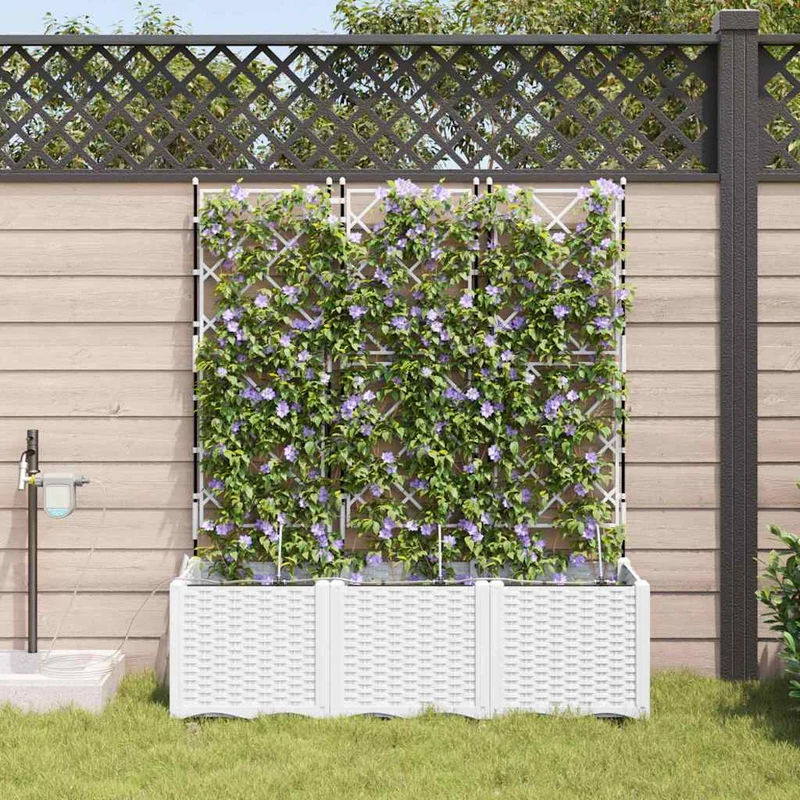 Macetero De Jardín 3 Uds. Blanco 120 X 40 X 142 Cm Pp