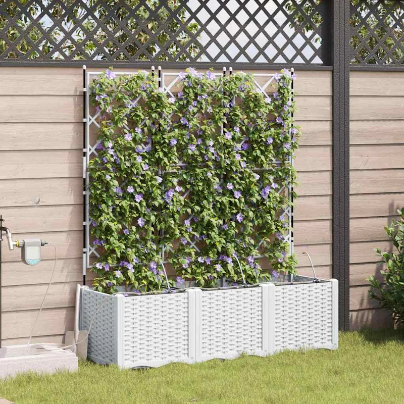 Macetero De Jardín 3 Uds. Blanco 120 X 40 X 142 Cm Pp