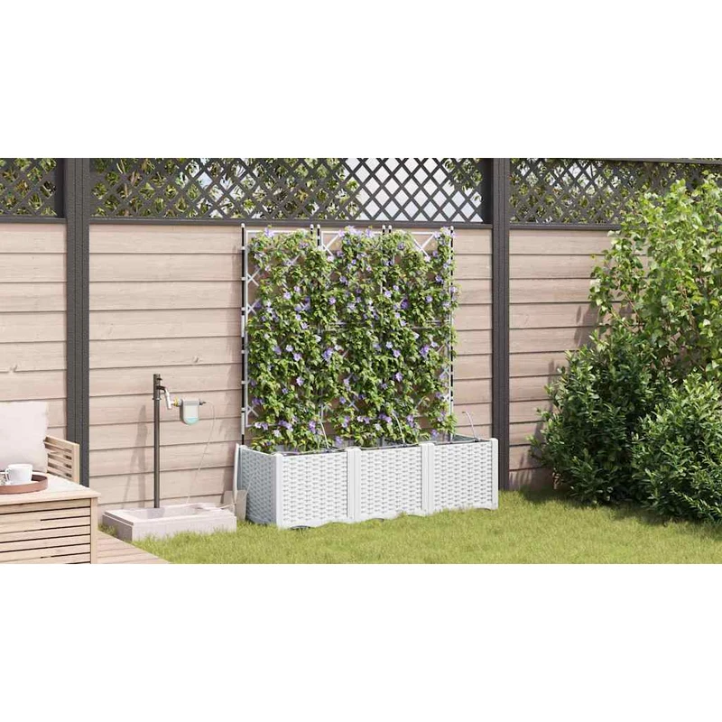 Macetero De Jardín 3 Uds. Blanco 120 X 40 X 142 Cm Pp