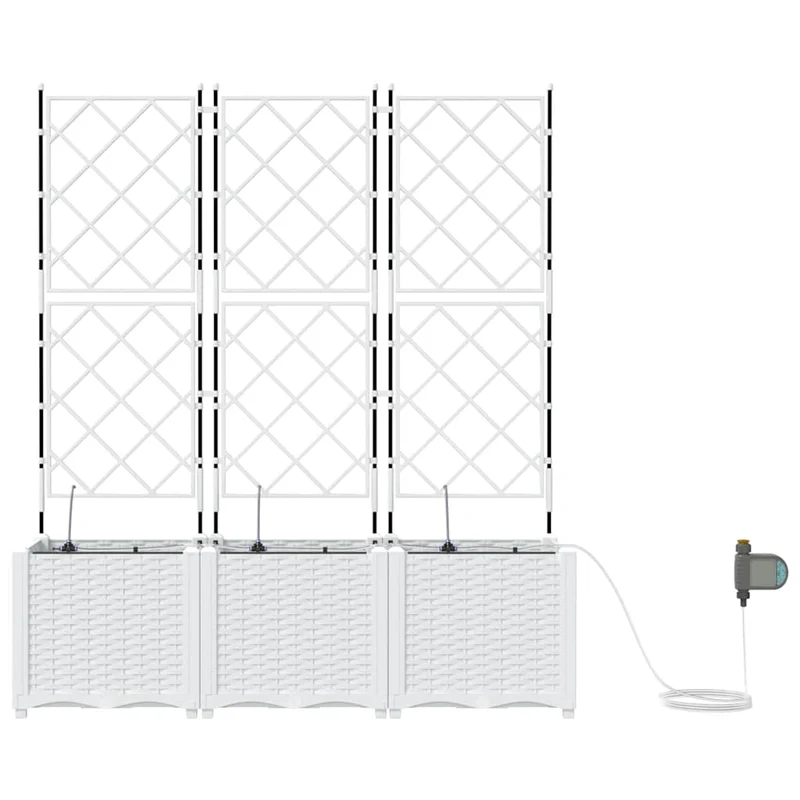 Macetero De Jardín 3 Uds. Blanco 120 X 40 X 142 Cm Pp