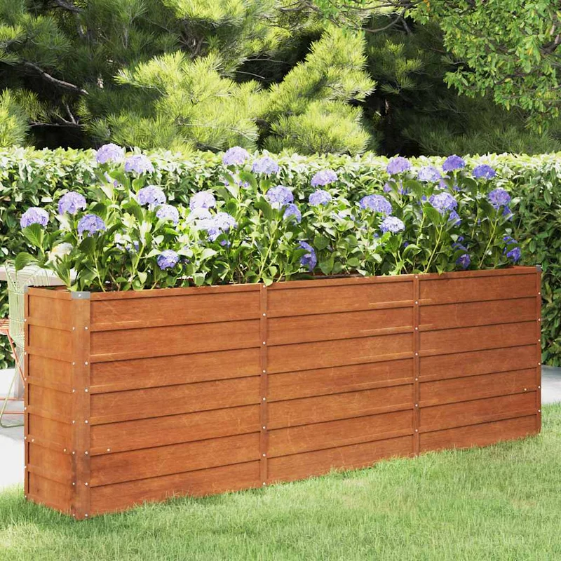 Arriate Oxidado De Acero Corten 240x40x77 Cm