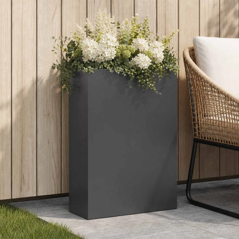 Macetero De Jardín Negro 40 X 20 X 75 Cm Acero Laminado En Frío