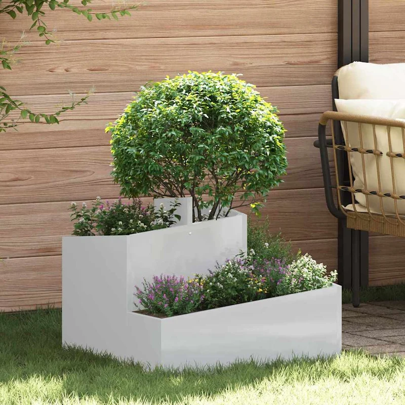 Macetero De Jardín Plateado 60 X 60 X 50 Cm Acero Galvanizado