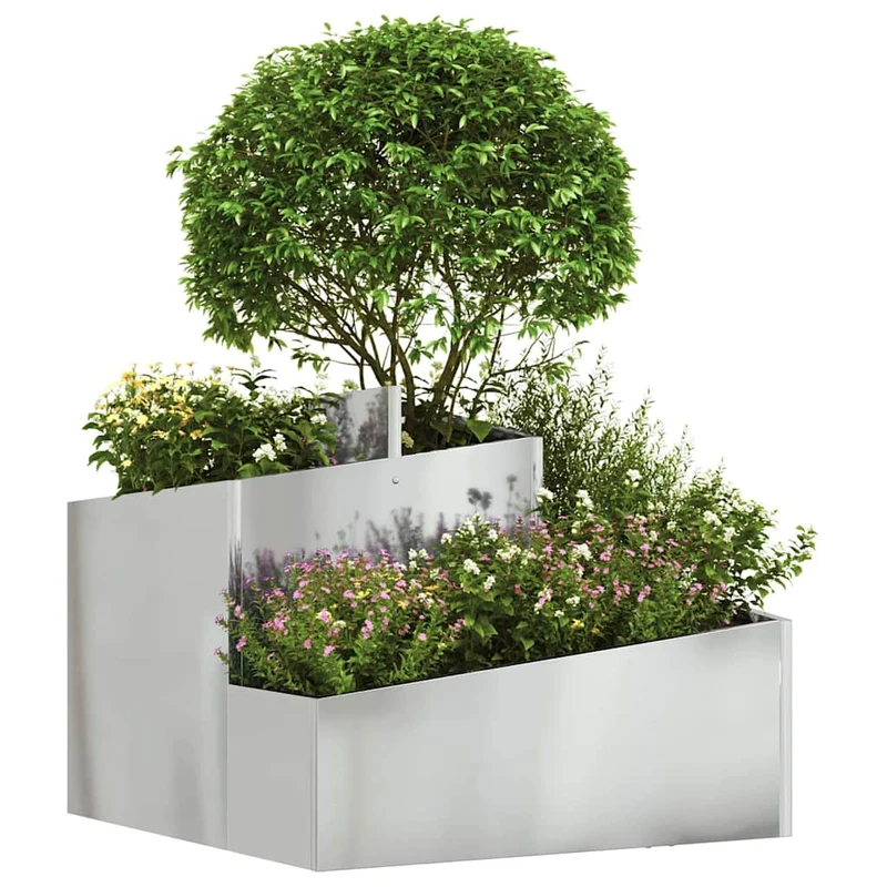 Macetero De Jardín Plateado 60 X 60 X 50 Cm Acero Galvanizado