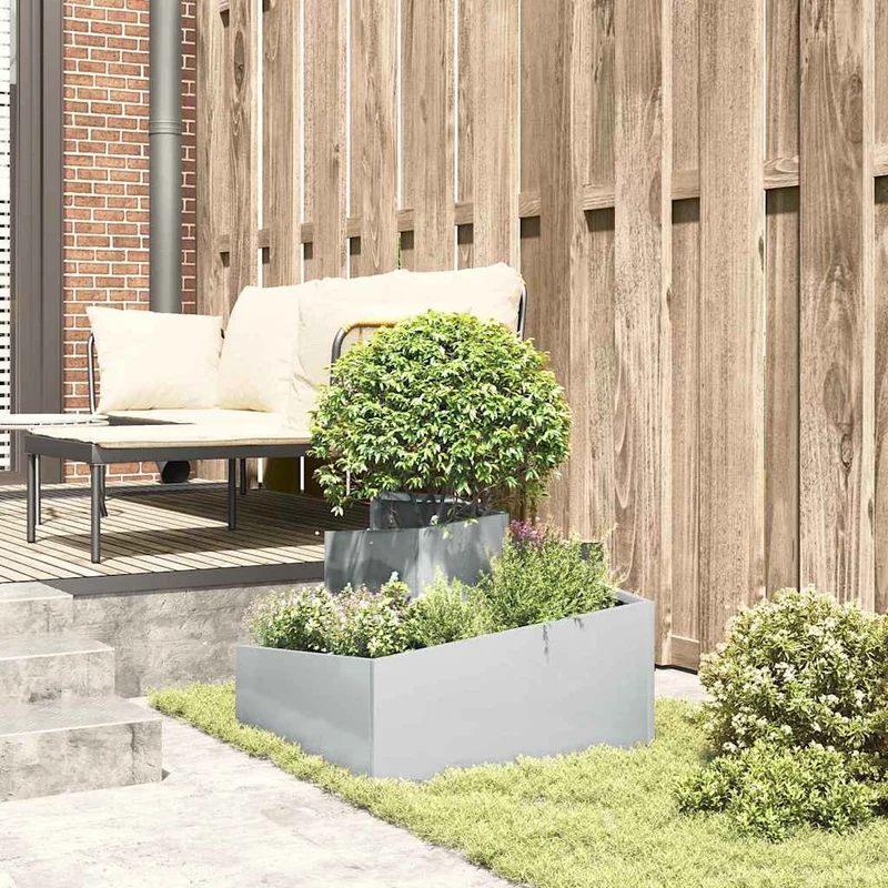 Macetero De Jardín Plateado 60 X 60 X 50 Cm Acero Galvanizado