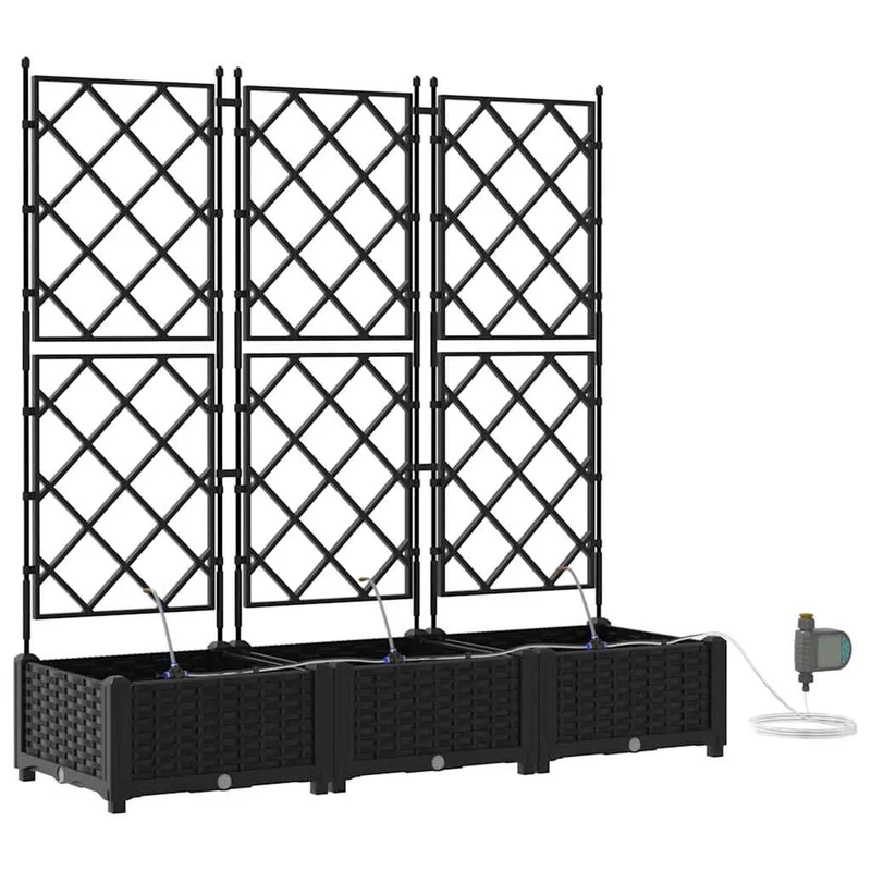 Macetero De Jardín 3 Uds. Negro 120 X 40 X 126 Cm Pp