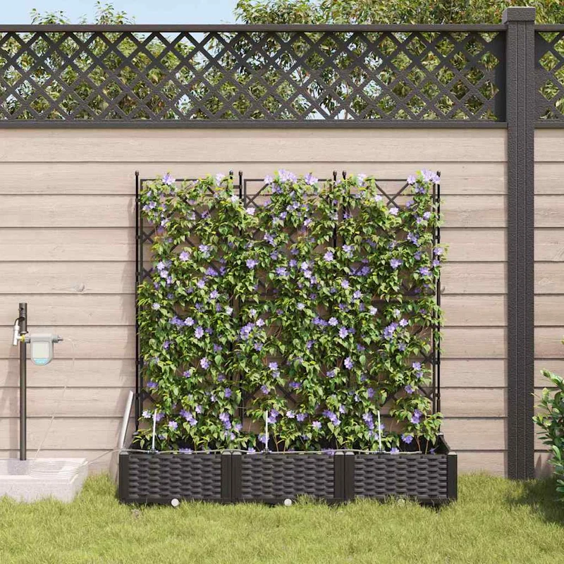 Macetero De Jardín 3 Uds. Negro 120 X 40 X 126 Cm Pp