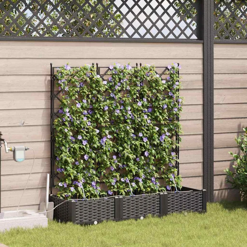 Macetero De Jardín 3 Uds. Negro 120 X 40 X 126 Cm Pp