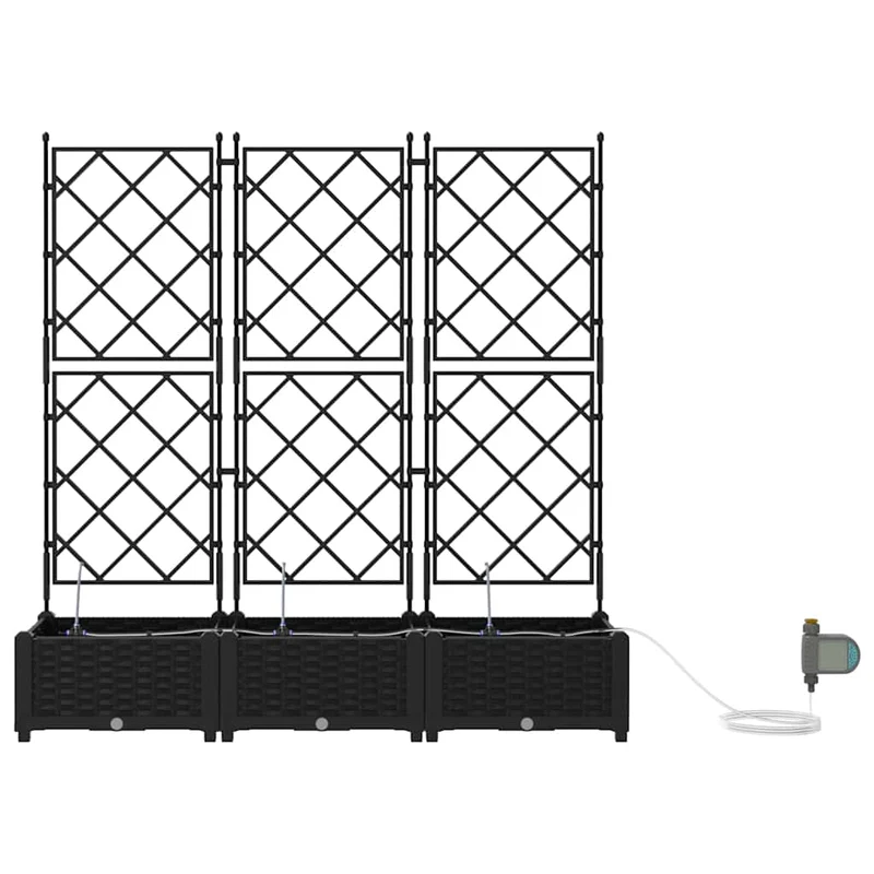 Macetero De Jardín 3 Uds. Negro 120 X 40 X 126 Cm Pp