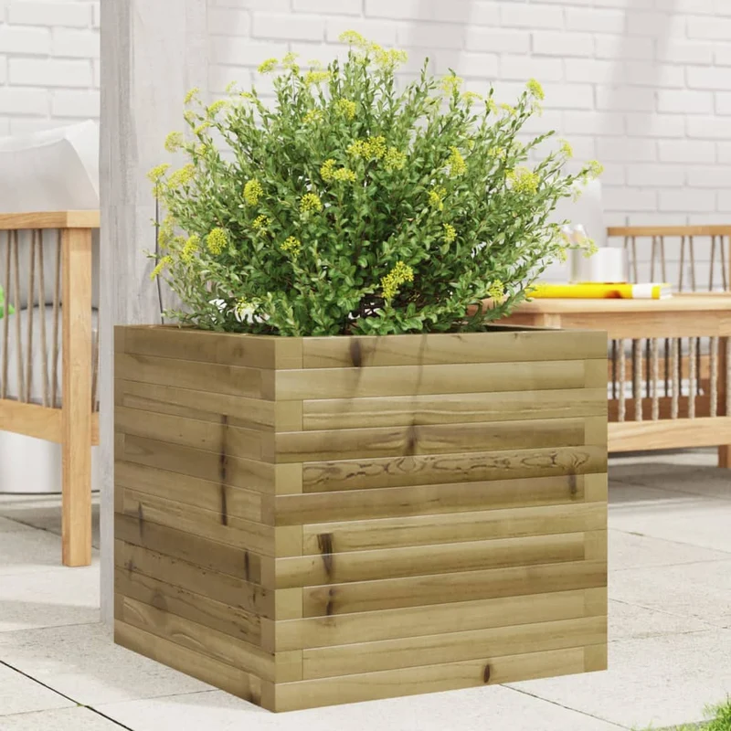 Jardinera De Madera De Pino Impregnada 50x50x45,5 Cm