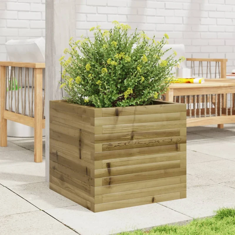 Jardinera De Madera De Pino Impregnada 50x50x45,5 Cm