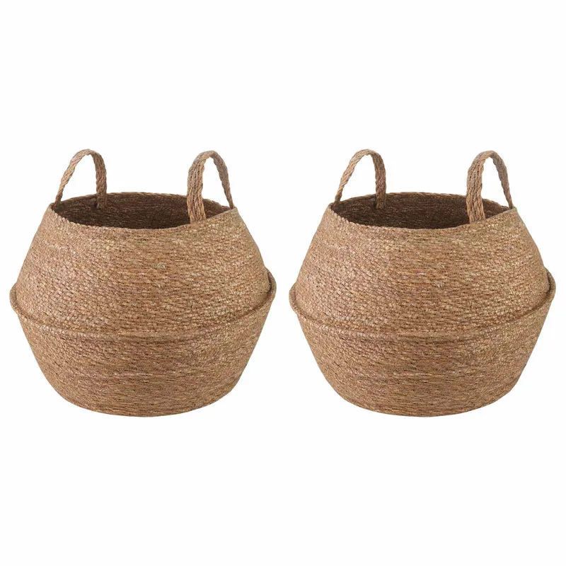 Maceta Con Asas 2 Uds. Natural Ø 45 X 36 Cm 100% Hierba Marina