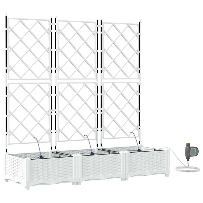 Macetero De Jardín 3 Uds. Blanco 120 X 40 X 126 Cm Pp