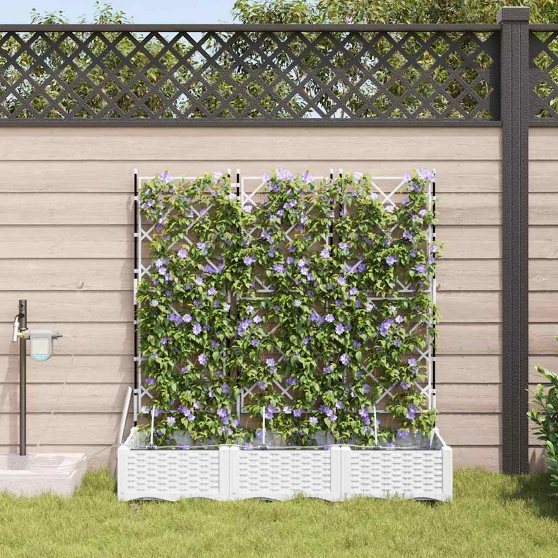 Macetero De Jardín 3 Uds. Blanco 120 X 40 X 126 Cm Pp