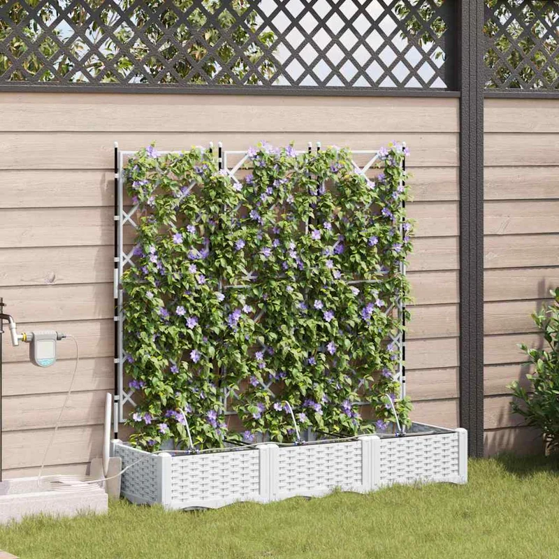 Macetero De Jardín 3 Uds. Blanco 120 X 40 X 126 Cm Pp