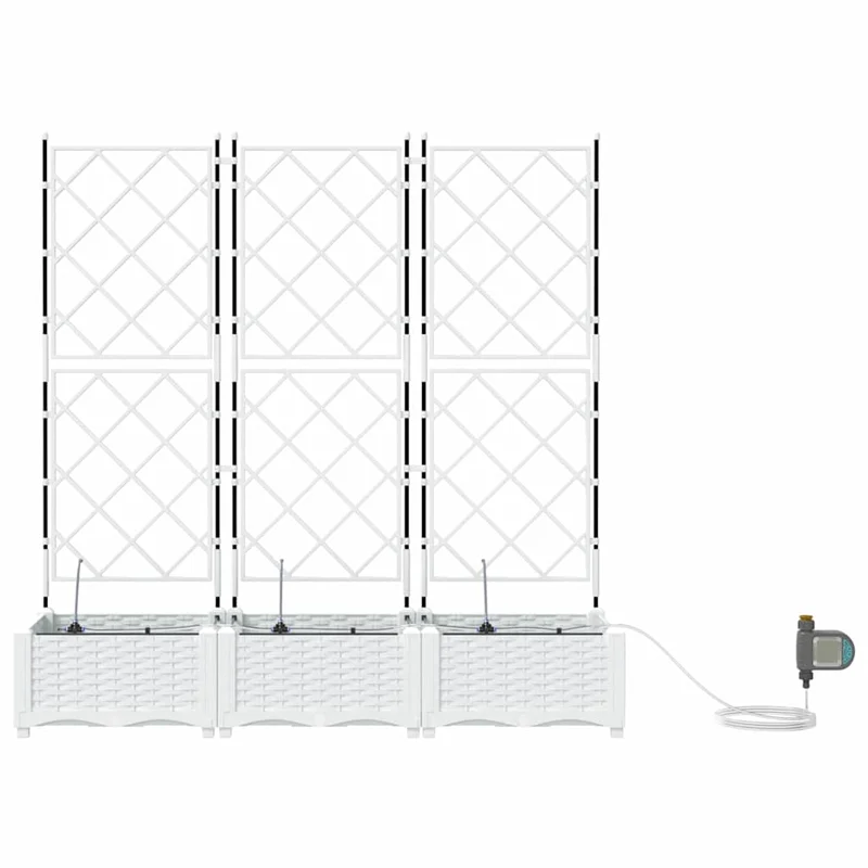 Macetero De Jardín 3 Uds. Blanco 120 X 40 X 126 Cm Pp
