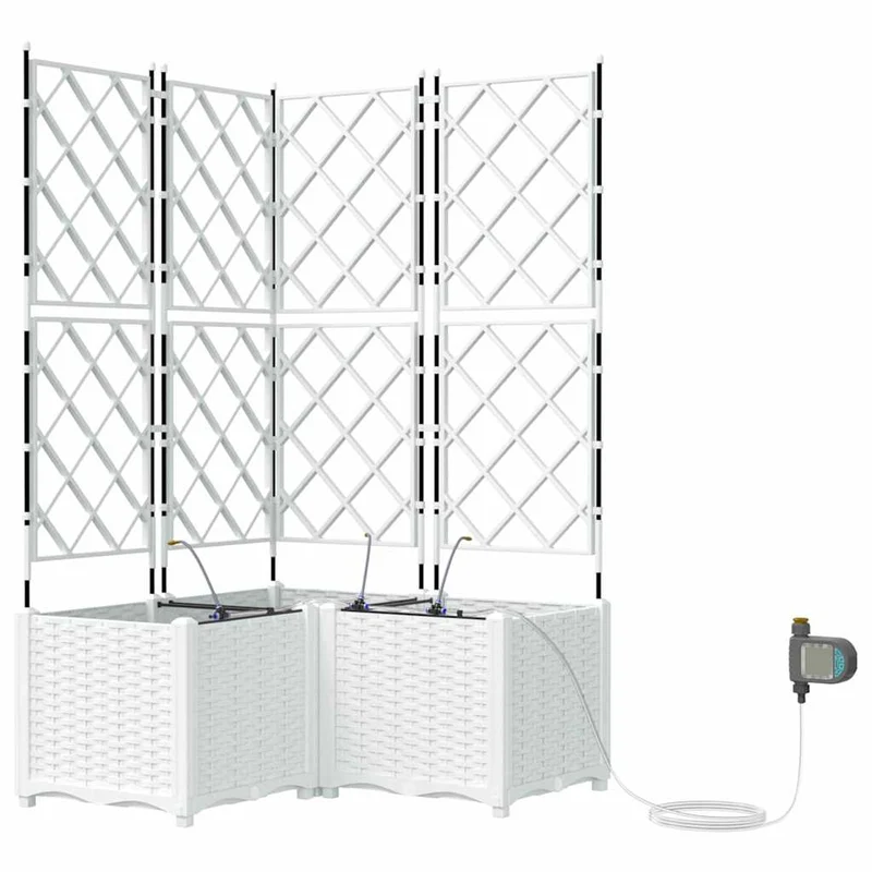 Macetero De Jardín 3 Uds. Blanco 80 X 80 X 142 Cm Pp