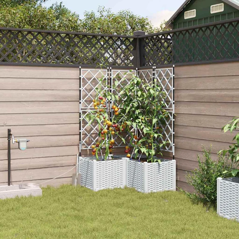Macetero De Jardín 3 Uds. Blanco 80 X 80 X 142 Cm Pp