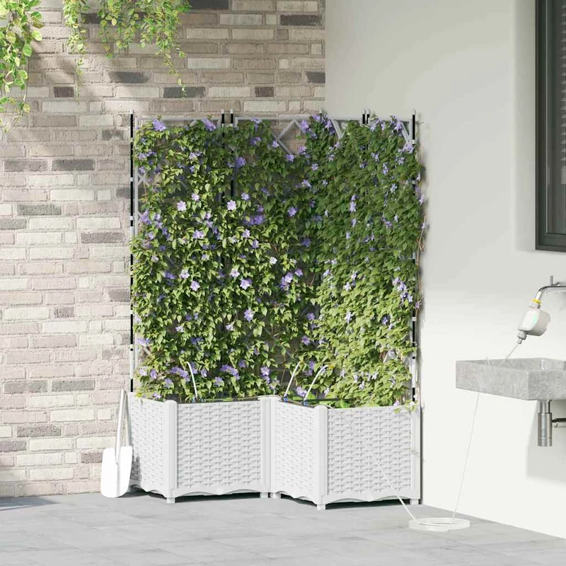 Macetero De Jardín 3 Uds. Blanco 80 X 80 X 142 Cm Pp