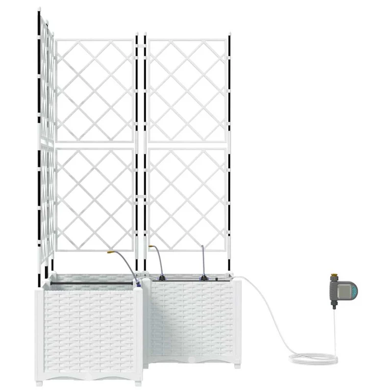 Macetero De Jardín 3 Uds. Blanco 80 X 80 X 142 Cm Pp