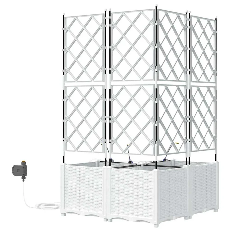 Macetero De Jardín 3 Uds. Blanco 80 X 80 X 142 Cm Pp