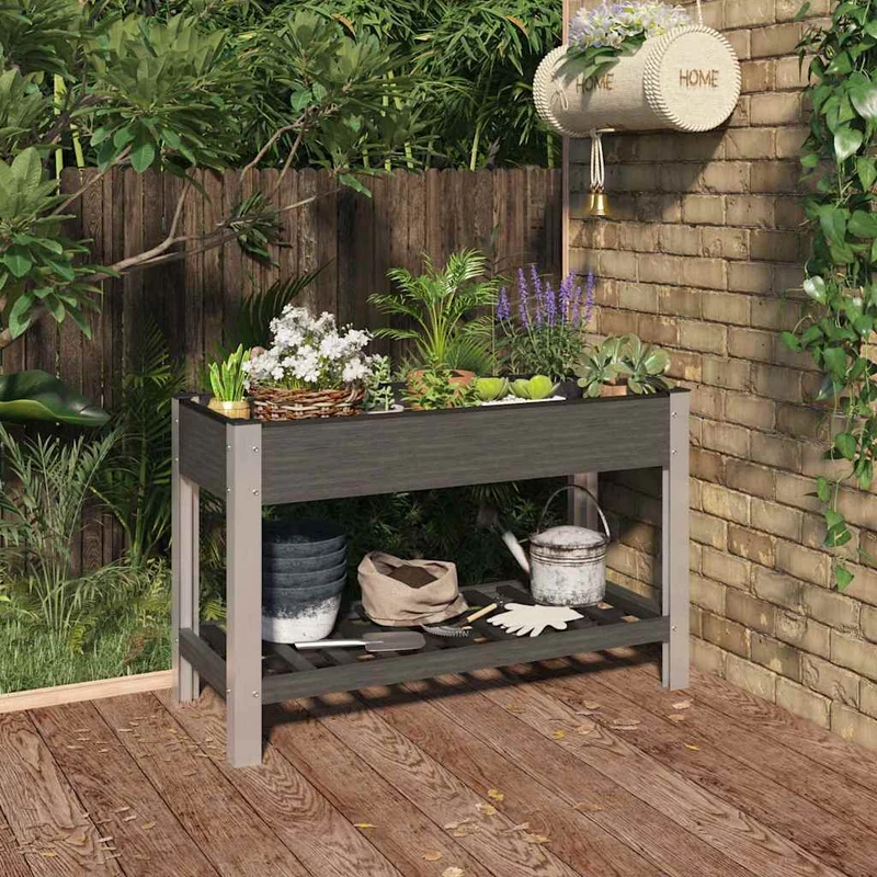 Arriate De Jardín Con Estante Wpc Gris 120x50x75 Cm