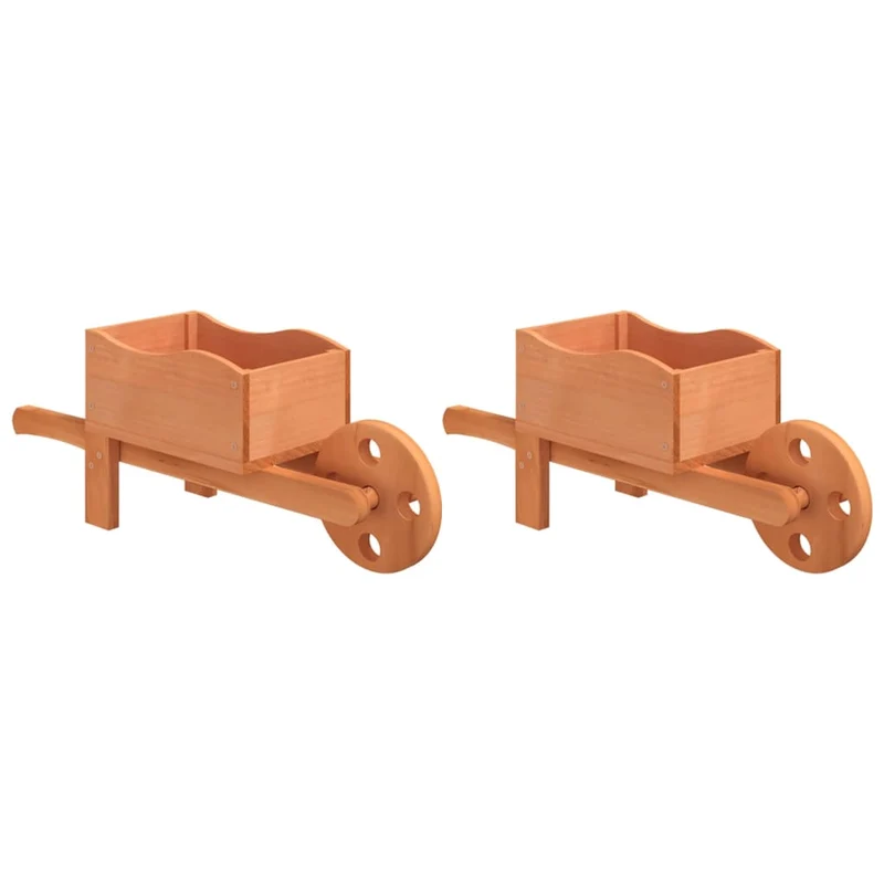 Jardineras Forma De Carretilla 2 Uds Madera Abeto 47x15x19 Cm