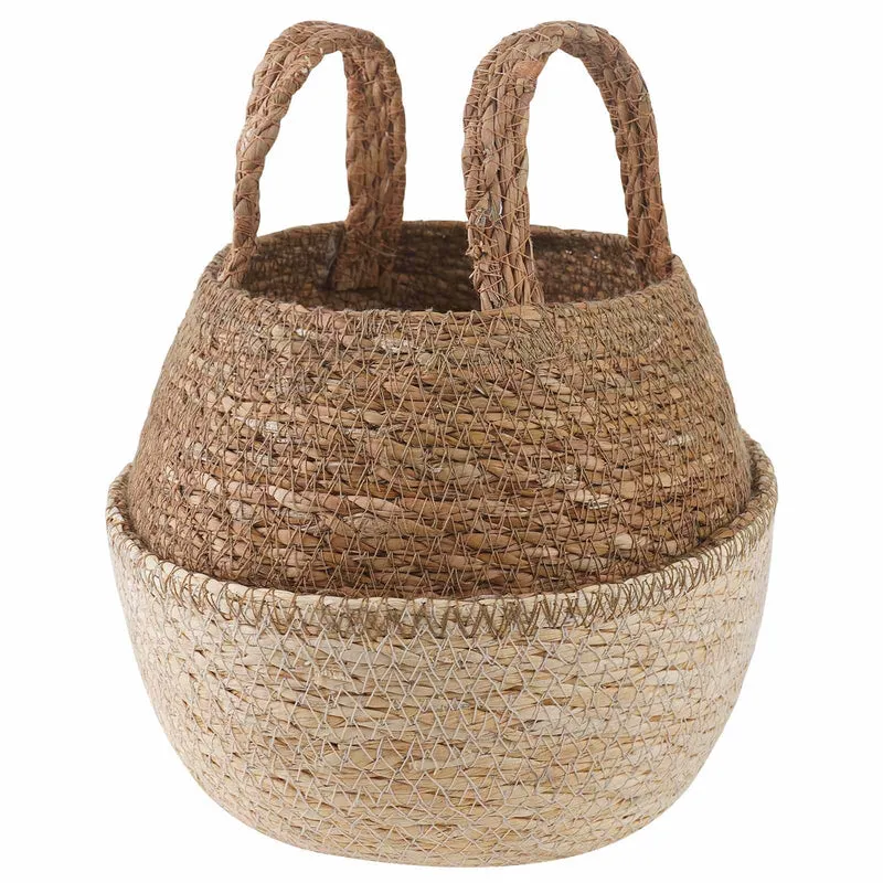 Maceta Con Asas Blanco Ø 22 X 20 Cm 100% Hierba Marina
