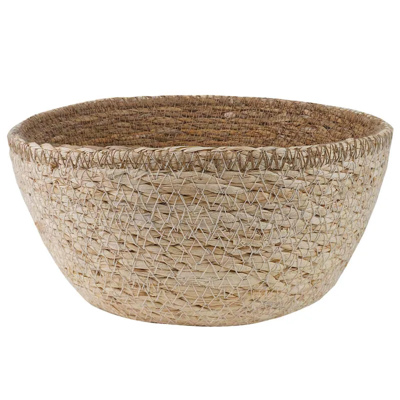 Maceta Con Asas Blanco Ø 22 X 20 Cm 100% Hierba Marina