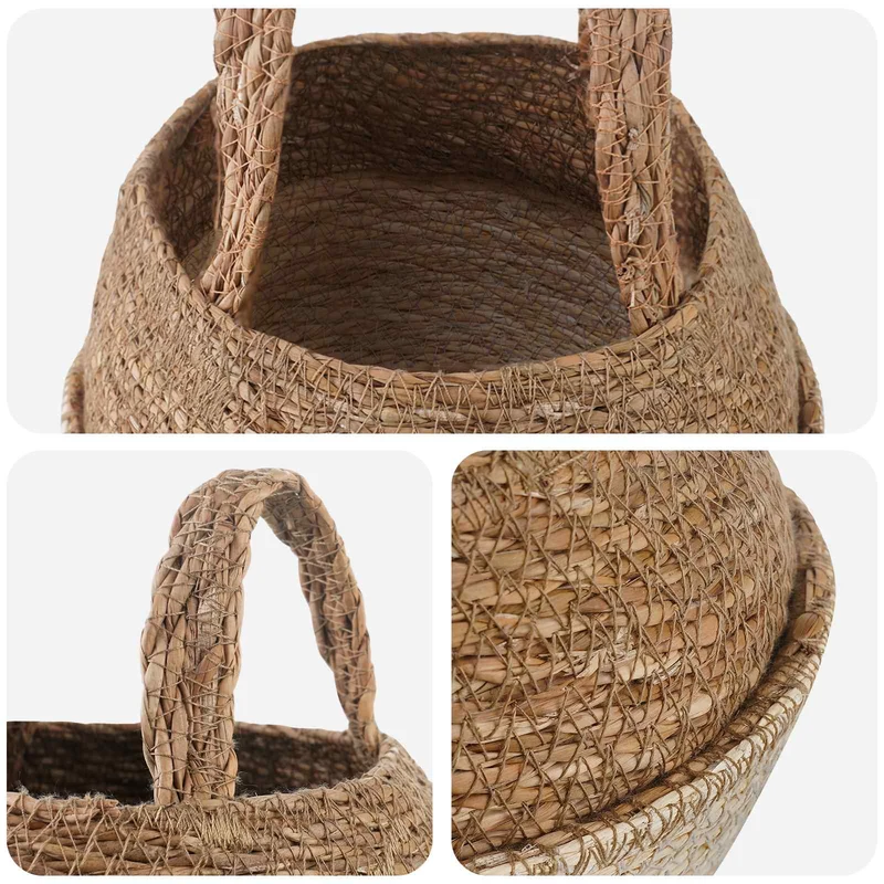 Maceta Con Asas Blanco Ø 22 X 20 Cm 100% Hierba Marina