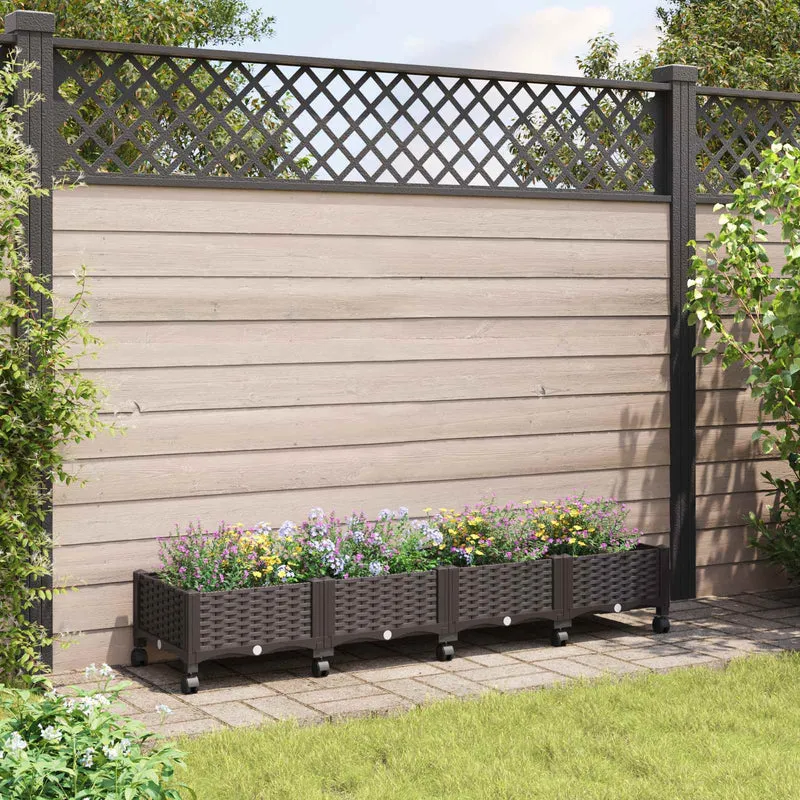 Macetero De Jardín Con Ruedas Marrón 160 X 40 X 29 Cm Pp