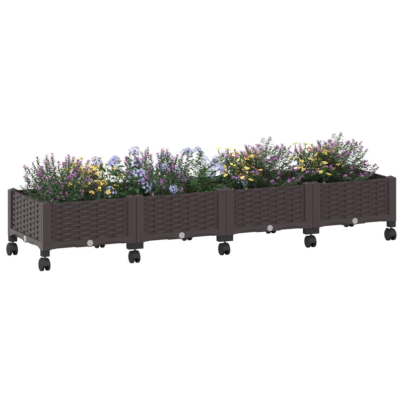 Macetero De Jardín Con Ruedas Marrón 160 X 40 X 29 Cm Pp